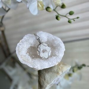 Angel Aura Quartz Geode Necklace.